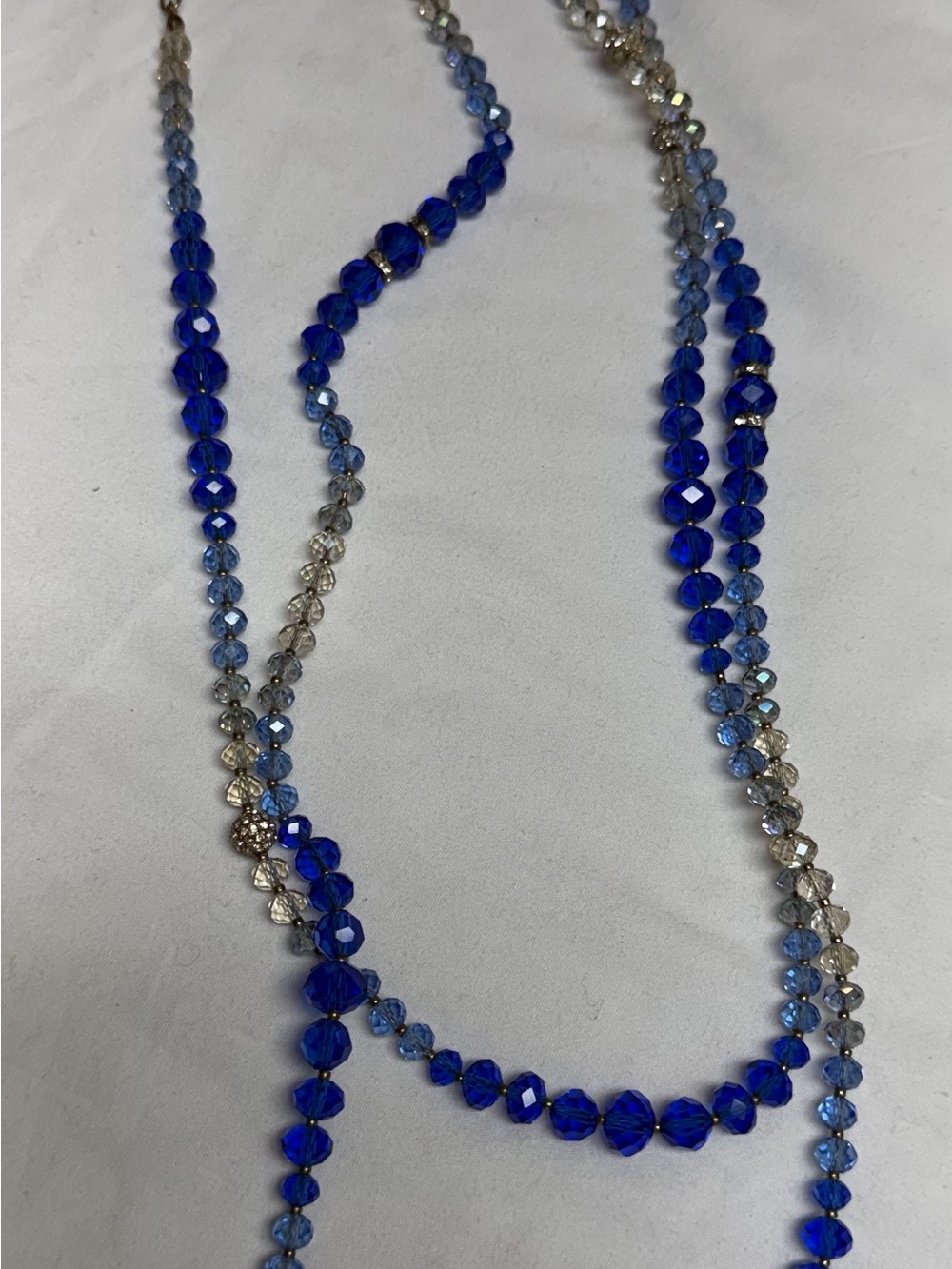 White House Black Market Cobalt & Light Blue Faceted Bead Necklace